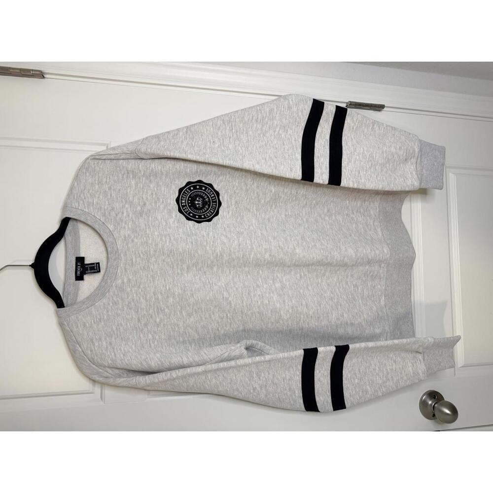 Forever 21 Gray Crewneck Sweatshirt with Black Stripes